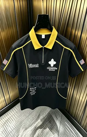 Champion Brands Polo Shirt Features a Vibrant Yellow Color and a Black