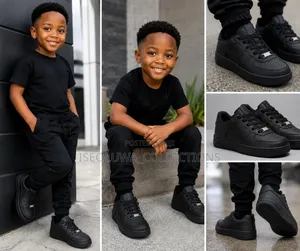 High-Quality Nike White Black Children's Sneakers With Nike Tag.