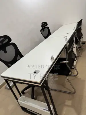 2 Seaters Side by Side Work Station With Employee and Customer Chairs