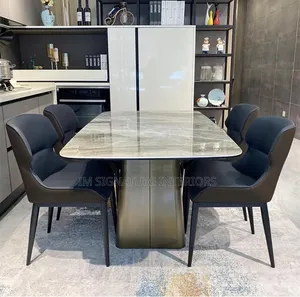 Luxury Marble Dinning Set With 6 Leather Chairs