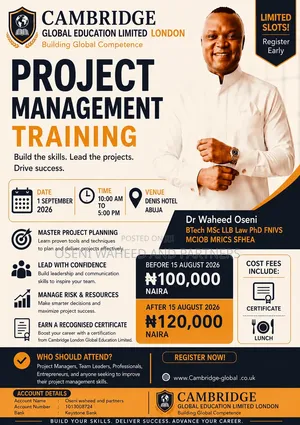 PROJECT MANAGEMENT TRAINING From Cambridge Global Education London