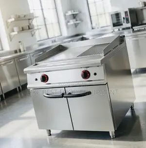 Gas Griddle (2/3 Flat 1/3 Grooved) With Cabinet