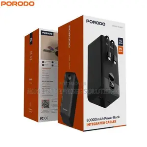 Porodo 50000mAh Power Bank With Integrated Cables (Black)