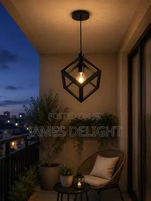 Open-Frame Geometric Cube Pendant Light