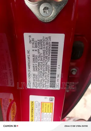 Honda Accord 2018 Red