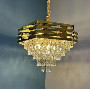 Modern Layered Gold Crystal Chandelier