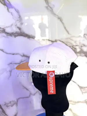 White Orange Supreme 5 Panel Cap