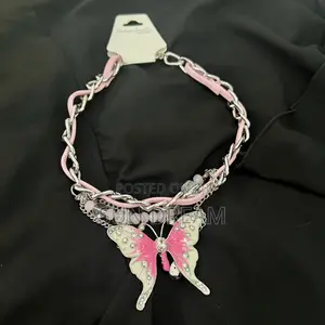 Pink Butterfly Necklace Woman Choker Y2k Vintage Necklaces Girl Gift