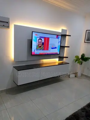 Unique TV Console With Light and Shelfs