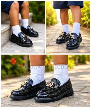 Premium Kids Black Patent Leather Loafers Smart School Shoes Unisex.