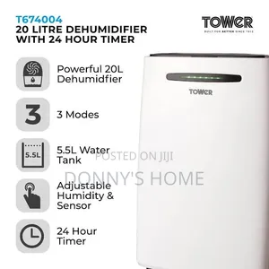Tower 20L Dehumidifier With 24hr Timer