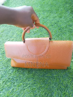 Brand New Elegant Caramel Structured Handbag With Round Handle