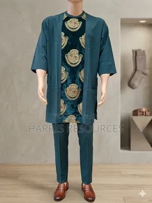 Men's Modern Senator 3-Piece Teal Isiagu Luxury Set