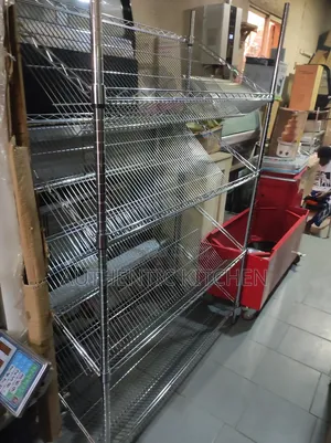 Heavy-Duty 4-Tier Display Rack, Supermarket Retail Storage Shelf