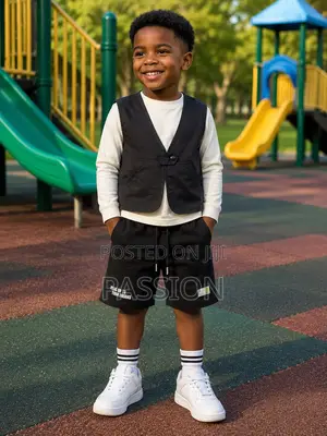 White Top, Black Vest Shorts (Boy)