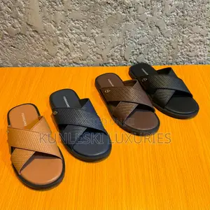 Original Ferragamo Cross Leather Slippers