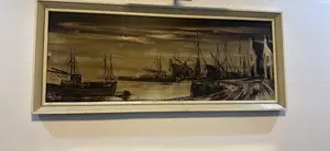 Large Framed Vintage Harbour