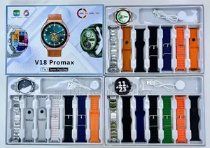 V18 Pro Round Smart Watch 7straps