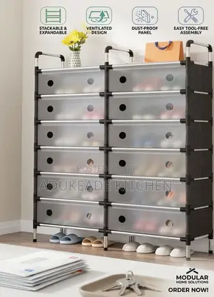 2 Compartments Shoe Rack With Cover