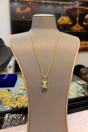 Gold Franco Chain With a 3D Teddy Bear Pendant