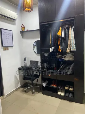 Neatly Used Wardrobe, TV Console, Bookshelf and Curtains