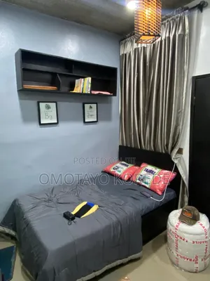 Neatly Used Wardrobe, TV Console, Bookshelf and Curtains