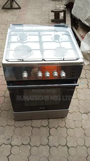 Midea 60x65 Stainless Gas Cooker 4 Burner With Oven and Griller Uk Use