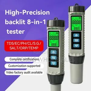 ​8-in-1 Water Quality Tester (pH,TDS,EC,Salt,ORP,CL,S.G., Temp Meter)