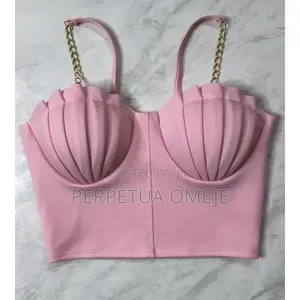 Trendy Shell Bustier Crop Top With Gold Chain Straps | Mermaid Top