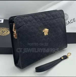Versace Clutch Bag Black Pattern Genuine Leather High Quality (1/17)