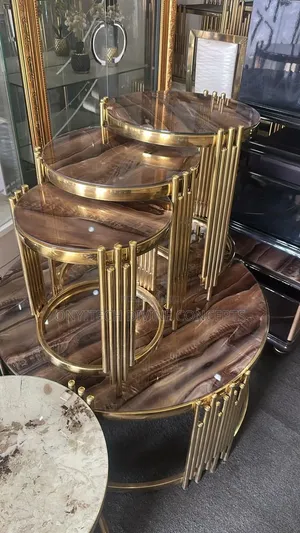 4 in 1 Marble Top Luxury Centre 3 Side Table