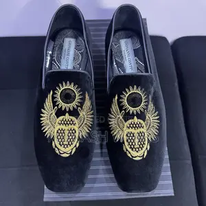 Italian Giovani Conti Black Gold Crested Shoe 40-46