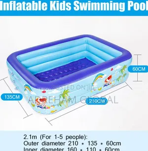 Inflatable Swimming Pool for Kids(with Automatic Pump)Size210x150x60cm