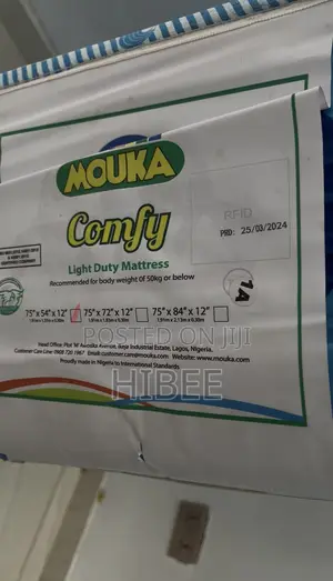 Mouka Comfy Light Duty Mattress (75’x 54’x 12’)
