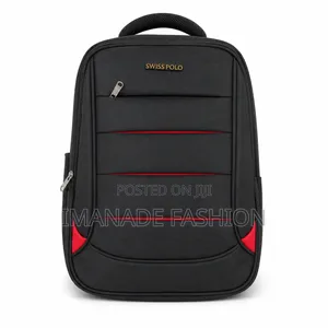 SWISS POLO Premium Laptop Backpack – Black With Red Accent