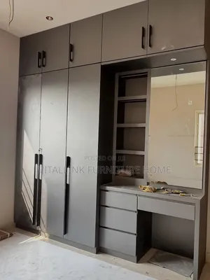 Premium Dark Grey Bedroom Wardrobe With Dressing Space