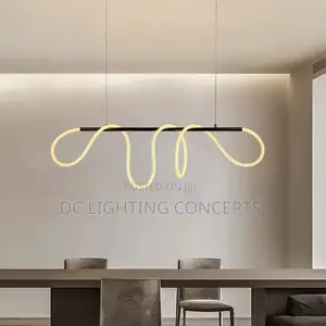 Modern LED Curved Linear Semi Flush Mount Ceiling Light.