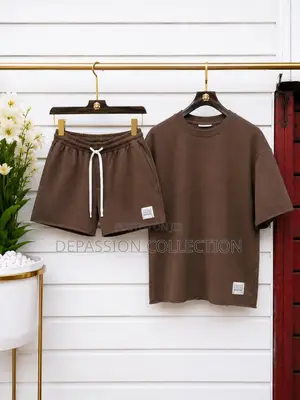 Men's Premium Plain T-Shirt Shorts Set | Black Two-Piece