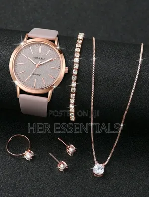 Rose Gold 6-Piece Jewelry & Watch Set