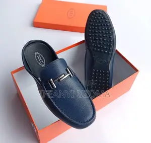 TODS Blue and Black Color Leather Half Shoe
