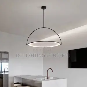 Nordic Minimalist Acrylic Island Adjustable Iron Black Pendant Light.