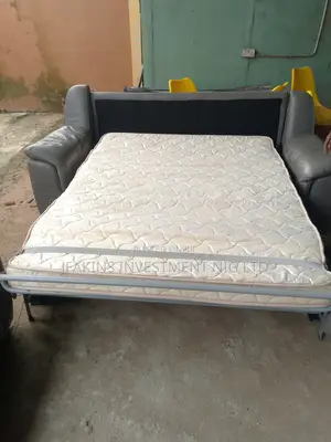 Soft Leather Sofa With Inbuilt Firm Mattress