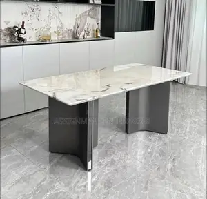 160x80 Cm Dinning Table Marble Top With 6 Chairs