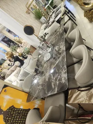 160x80 Cm Dinning Table Marble Top With 6 Chairs