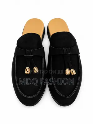 Elegant Black Suede Backless Loafers