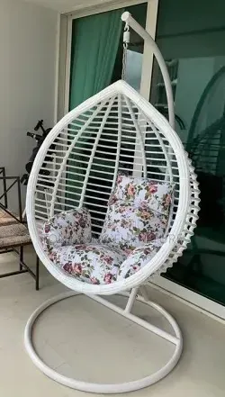 Modern White Outdoor Garden Swing, 1 Seater