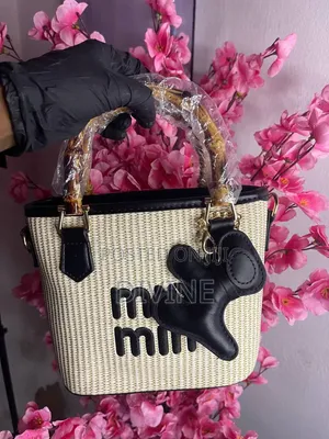 Woven Miu Miu Tote Bag With Leather Handles