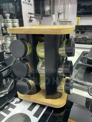 Black and Gold Container Rotating Spice Rack