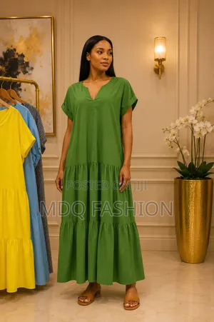 Elegant v-Neck Tiered Free Maxi Dress