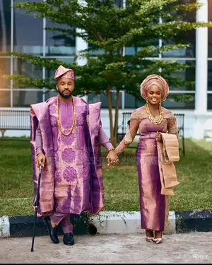 Royal Purple Champagne Gold Gown Agbada